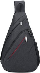 ddqyyspp lightweight chest bag sling bag anti-theft crossbody shoulder daypack outdoor travel hiking for men women (grey) (black)