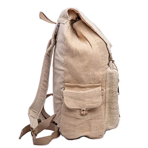 Large Hemp Backpack - Eco Friendly Unisex Rustic Bag Durable by Freakmandu White