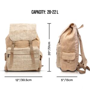 Large Hemp Backpack - Eco Friendly Unisex Rustic Bag Durable by Freakmandu White