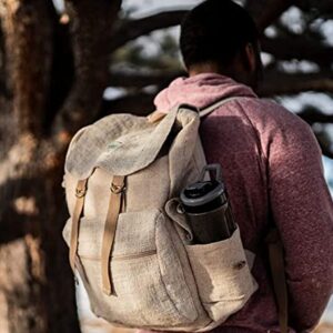 Large Hemp Backpack - Eco Friendly Unisex Rustic Bag Durable by Freakmandu White