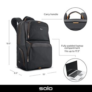 Solo New York UBN701-4 17.3 Inch Laptop Backpack, Black, 17.5 x 11.75 x 8