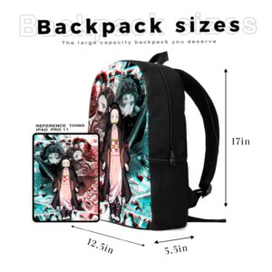 Anime Backpack 17 Inch Multifunction Shoulder Bag Travel Bag Daypack for Boy Girl Teen Cartoon Laptop Bag