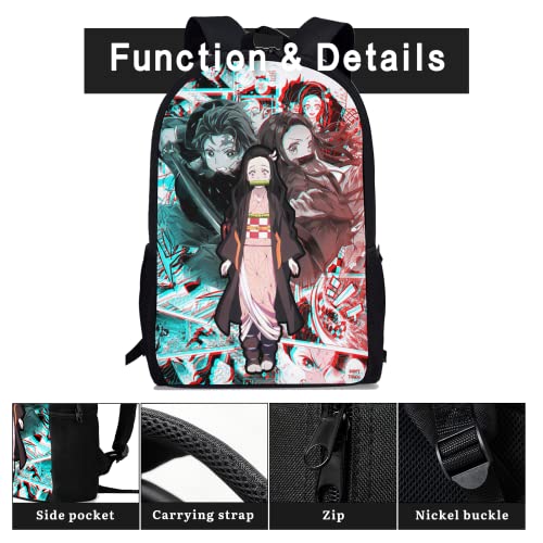 Anime Backpack 17 Inch Multifunction Shoulder Bag Travel Bag Daypack for Boy Girl Teen Cartoon Laptop Bag