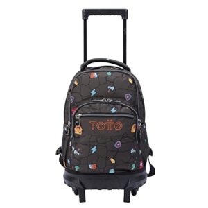 totto small school backpack wheels printed video game resma black