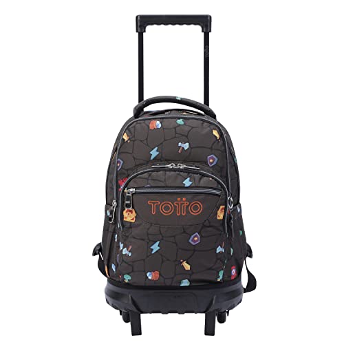 Totto Small School Backpack Wheels Printed Video Game Resma Black