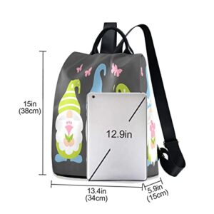 Sinestour Gnomes Flowers Butterflies Backpack Purse for Women Girls Anti Theft Backpack Fashion Back Pack Ladies Travel Backpack Shoulder Bag Schoolbag for Camping Shopping College