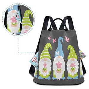 Sinestour Gnomes Flowers Butterflies Backpack Purse for Women Girls Anti Theft Backpack Fashion Back Pack Ladies Travel Backpack Shoulder Bag Schoolbag for Camping Shopping College