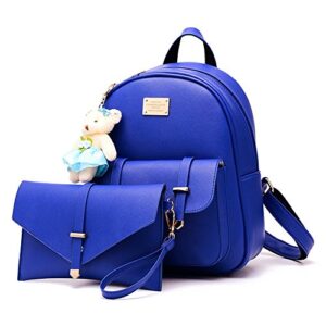 fayland women teens girls casual leather backpack purse satchel shoulder bags college royal blue, 25 x 13 x 31cm 9.8 x 5.1 x 12.2inch (w*h*d)