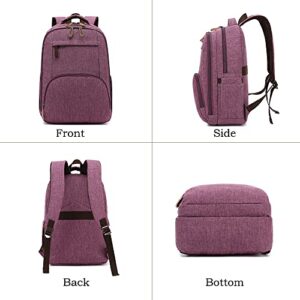 Business Laptop Backpack for Men Women, Travel Backpack Airline Approved, Work College School Backpack with Multi Pocket (Purple)