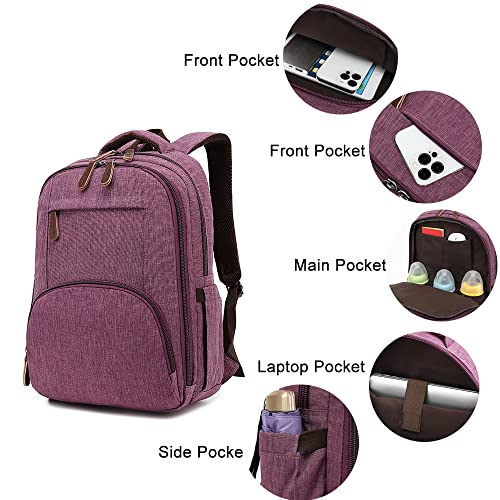Business Laptop Backpack for Men Women, Travel Backpack Airline Approved, Work College School Backpack with Multi Pocket (Purple)