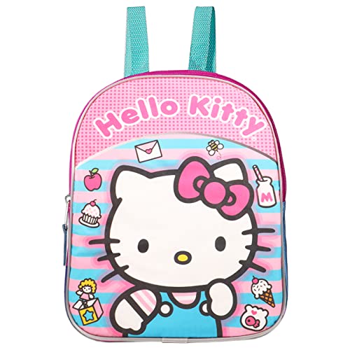 Hello Kitty Preschool Backpack - Bundle with 11” Hello Kitty Mini Backpack, Hello Kitty Stickers, More - Hello Kitty School Backpack for Girls Toddler Kids