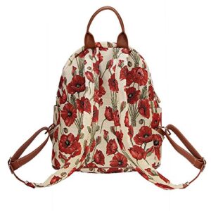 Signare Tapestry Casual Backpack Rucksack Women School Bags with Floral Design (Poppy, DAPK-POP)