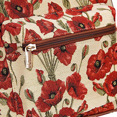 Signare Tapestry Casual Backpack Rucksack Women School Bags with Floral Design (Poppy, DAPK-POP)