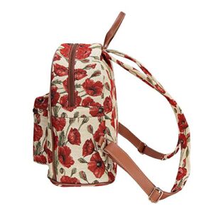 Signare Tapestry Casual Backpack Rucksack Women School Bags with Floral Design (Poppy, DAPK-POP)