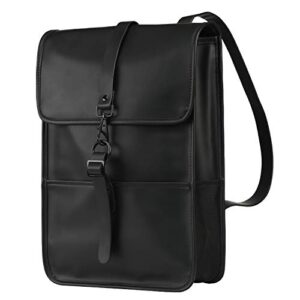 cartinoe waterproof backpack purse pu leather school college bookbag slim laptop backpack 15 15.6 inch fashion thin bag casual vintage bag for women/men, boys/girls for school,business, black