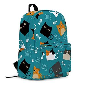 ycgre cat school backpack, lightweight cute kids backpack classic bookbag cool daypack for teen boys girls high school student, 17 inch