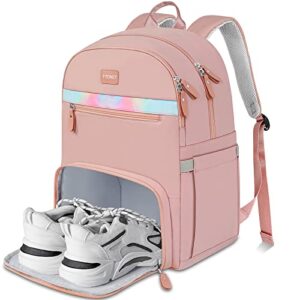 ytonet gym backpack for women, travel backpack with shoe compartment & wet pocket 15.6 inch womens laptop backpack girls college school bookbag, water resistant anti theft bag backpack gifts, pink