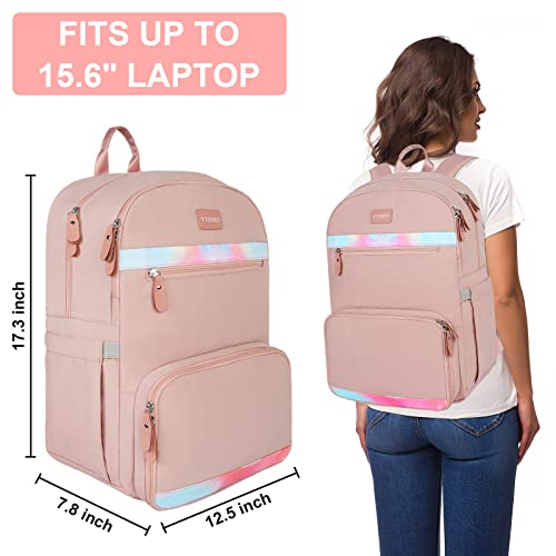 Ytonet Gym Backpack For Women, Travel Backpack with Shoe Compartment & Wet Pocket 15.6 Inch Womens Laptop Backpack Girls College School Bookbag, Water Resistant Anti Theft Bag Backpack Gifts, Pink