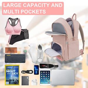 Ytonet Gym Backpack For Women, Travel Backpack with Shoe Compartment & Wet Pocket 15.6 Inch Womens Laptop Backpack Girls College School Bookbag, Water Resistant Anti Theft Bag Backpack Gifts, Pink