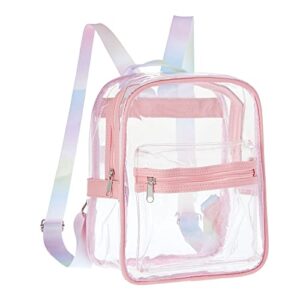 zodaca clear mini backpack with front pocket and tie dye straps, transparent backpack for concerts, sporting events (9 x 5 x 11 in)