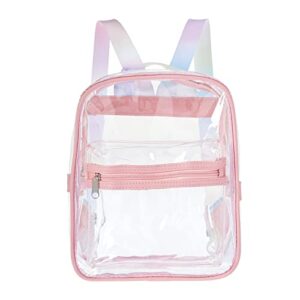 Zodaca Clear Mini Backpack with Front Pocket and Tie Dye Straps, Transparent Backpack for Concerts, Sporting Events (9 x 5 x 11 In)