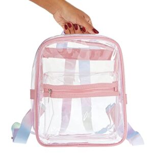 Zodaca Clear Mini Backpack with Front Pocket and Tie Dye Straps, Transparent Backpack for Concerts, Sporting Events (9 x 5 x 11 In)