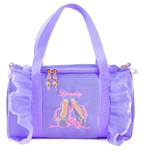 paotit girls ballet dance backpack personality tutu shoes duffel bags ballerina backpack (02 purple)