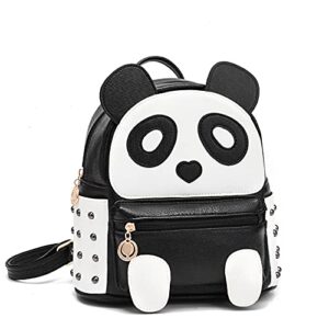 fashion cute pu rivet mini casual style panda backpack for girls