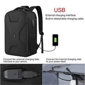 MOSISO 15.6-16 inch 35L Laptop Backpack with USB Charging Port for Women Men, Waterproof Hardshell Travel Business Computer Bag College School Bookbag, Anti-Theft Daypack with Luggage Strap, Black