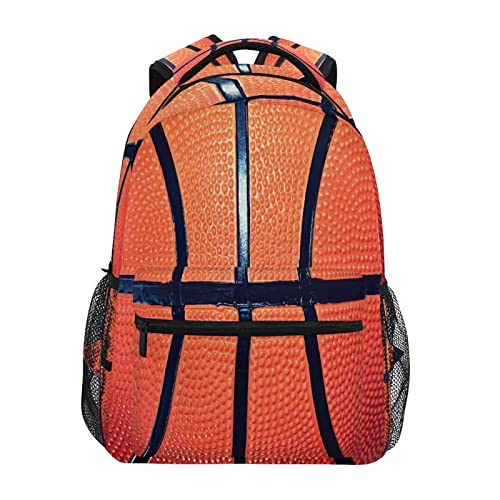 DXTKWL Sports Ball Basketball Texture Theme School Backpack for Teens Girls Kids Boys, Women Men Adult 15 in Laptop Backpack Casual Elementary Student College Bookbag Travel Hiking Camping Daypack