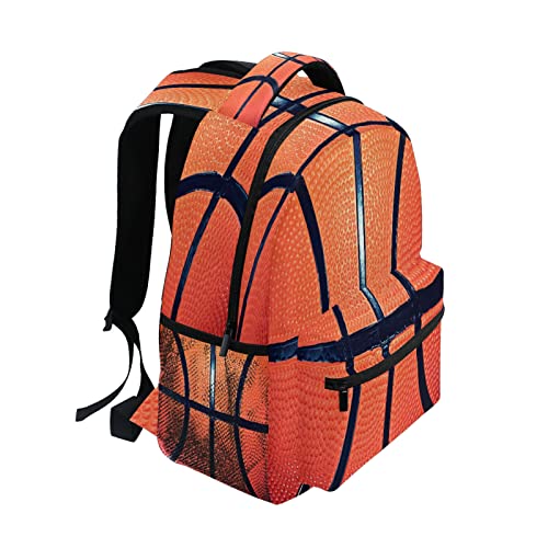 DXTKWL Sports Ball Basketball Texture Theme School Backpack for Teens Girls Kids Boys, Women Men Adult 15 in Laptop Backpack Casual Elementary Student College Bookbag Travel Hiking Camping Daypack