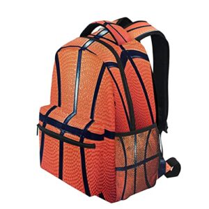 DXTKWL Sports Ball Basketball Texture Theme School Backpack for Teens Girls Kids Boys, Women Men Adult 15 in Laptop Backpack Casual Elementary Student College Bookbag Travel Hiking Camping Daypack