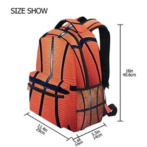 DXTKWL Sports Ball Basketball Texture Theme School Backpack for Teens Girls Kids Boys, Women Men Adult 15 in Laptop Backpack Casual Elementary Student College Bookbag Travel Hiking Camping Daypack