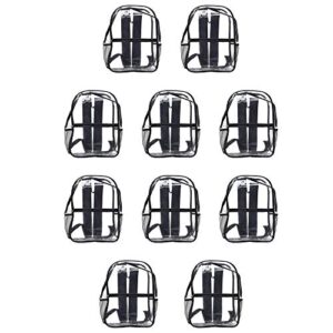 clear pvc plastic backpacks set of 6, bulk pack – water resistant, perfect for school, travel, outdoor – clear black