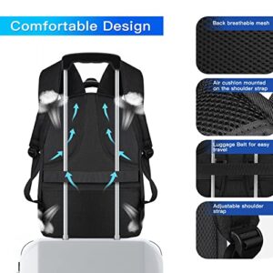 Z-MGKISS Travel Backpack, Large Laptop Backpack, TSA Carry On Backpack Flight Approved, Durable Business Gaming Backpack College School Backpack For Women Men with USB Fits 17.3 Inch Notebook, Black