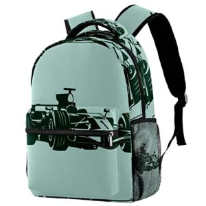 oelkdjfhd vintage race car backpacks for girls boys, elementary school book bags travel work daypack, 29.4x20x40cm/11.5x8x16 in