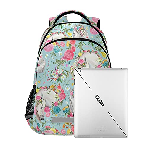 Horse And Flower Backpacks Student Backpack Bookbag For Boys Girls Casual Bag One Size