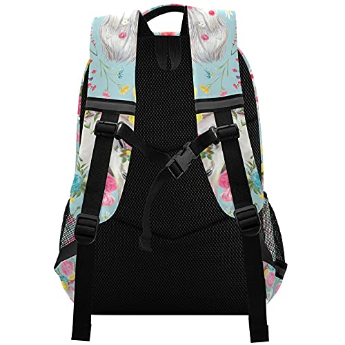 Horse And Flower Backpacks Student Backpack Bookbag For Boys Girls Casual Bag One Size