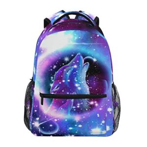 Galaxy Wolf School Backpacks for Kids Boy Girls 3D Animal Star Space Backpack Bookbags School Bag Daypack 14 inch Laptop Backpacks Camping Travel Outdoor Shoulder Bag