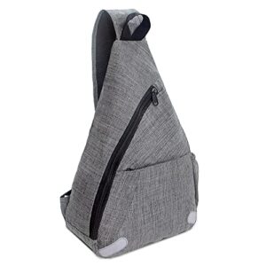 calach sling backpack bag chest crossbody bag foldable travel hiking daypack for men women(grey)