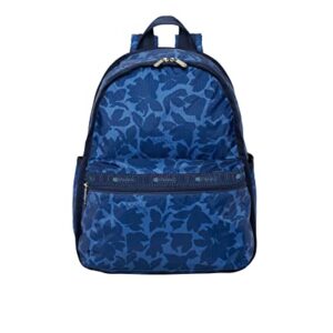 LeSportsac Flower Petals Basic Backpack/Rucksack, Style 7812/Color F976, Navy Blue Flower Petals Artfully Arranged in Modern Abstract Style Design, Slate Blue Bag