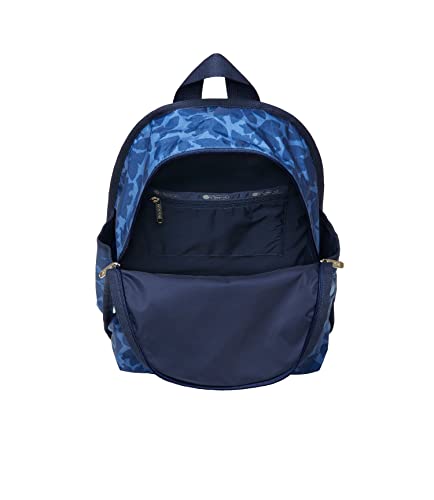 LeSportsac Flower Petals Basic Backpack/Rucksack, Style 7812/Color F976, Navy Blue Flower Petals Artfully Arranged in Modern Abstract Style Design, Slate Blue Bag