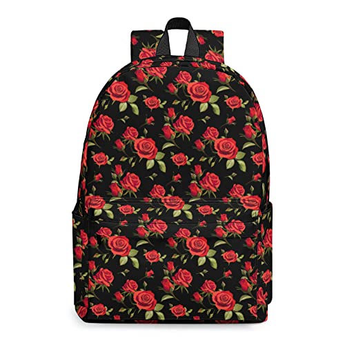 Rose School Backpack Lightweight Cute Kids Backpack Classic Bookbag Cool Daypack for Teen High School Student, 17 Inch