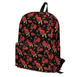 Rose School Backpack Lightweight Cute Kids Backpack Classic Bookbag Cool Daypack for Teen High School Student, 17 Inch