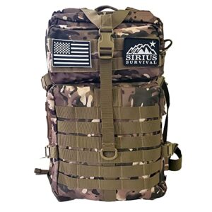 sirius survival 50l expeditionary tactical backpack – large molle bag (green camo)
