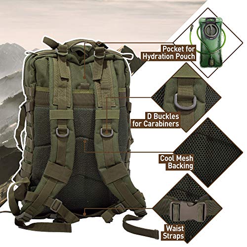 Sirius Survival 50L Expeditionary Tactical Backpack - Large Molle Bag (Green Camo)