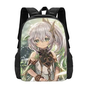 puzona genshin impact anime -nahida game backpack classic casual daypack fashion printed bookbags outdoor sports bag 17inch