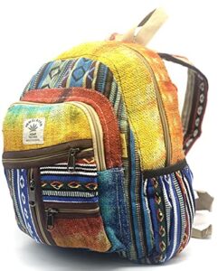 unique design himalaya hemp backpack small backpack hippie backpack festival backpack hiking & tablet backpack fair trade handmade with love