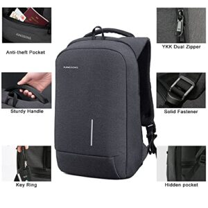Kingsons Laptop Backpack, Slim Business Travel Computer Bag with USB Charging Port Anti-Theft Water Resistant for 15.6 Inch Laptop Rucksack for men