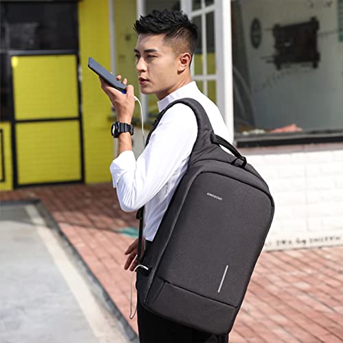 Kingsons Laptop Backpack, Slim Business Travel Computer Bag with USB Charging Port Anti-Theft Water Resistant for 15.6 Inch Laptop Rucksack for men